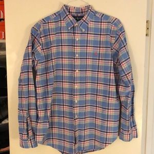 Long Sleeve Plaid Polo Button Down